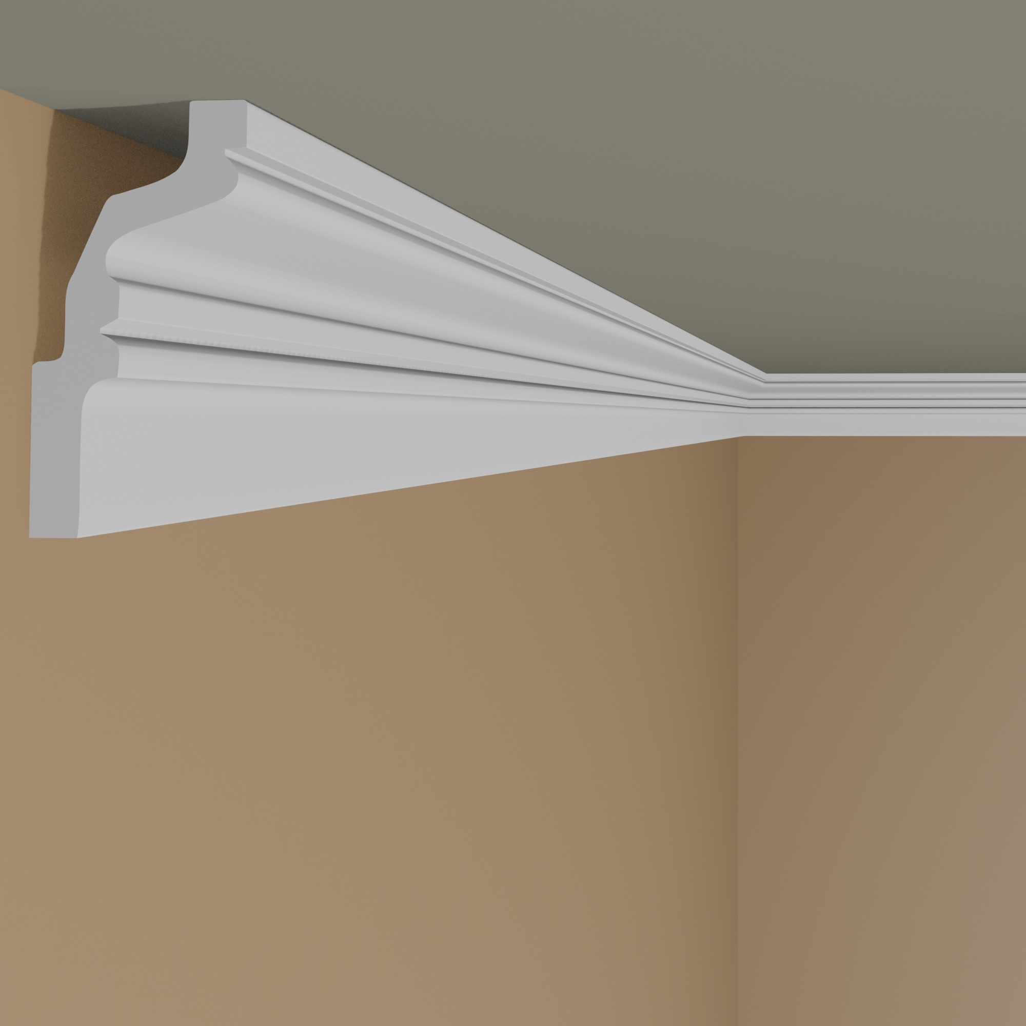 Wiesemann Moldura de cornisa Glasgow 30 Poliestireno 45 x 87 x 2000 mm Moldura de techo Blanca