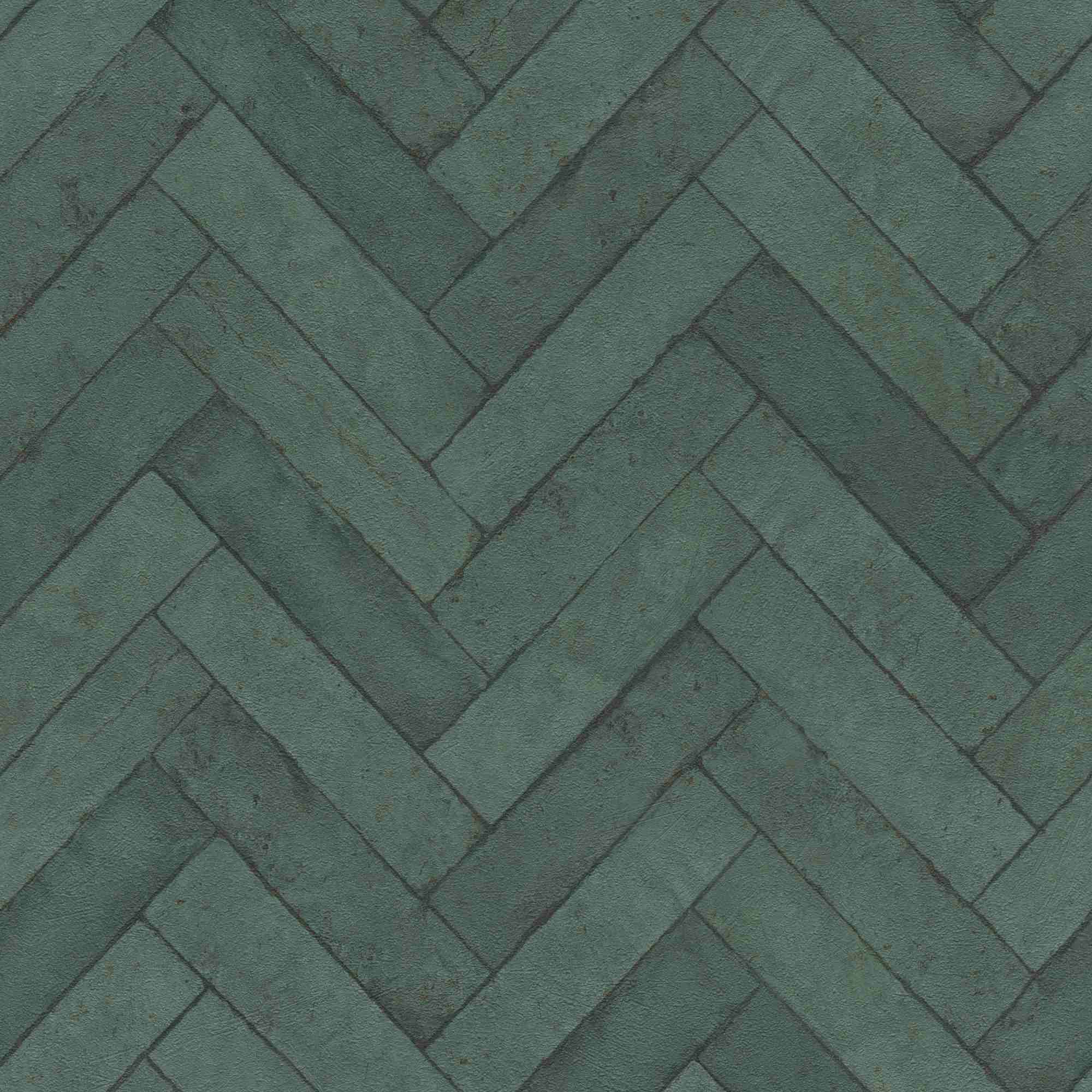 Papel pintado no tejido 499155 Motivos con patrón verde Fábrica V Rasch
