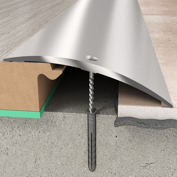 Perfil de transición, altura 6,55 mm, ancho 70 mm, altura de borde 0-10 mm, tira de transición de aluminio PROVISTON