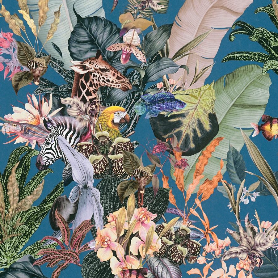 A.S. Creation Dream Flowery 381764 Papel pintado no tejido Diseño floral 0,53 x 10,05 m Azul Amarillo