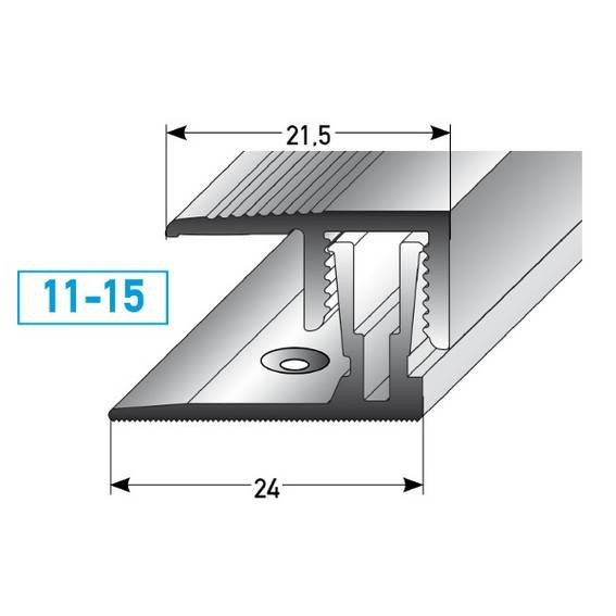 Perfiles de remate y canto PROVISTON Alberni B 24 mm, altura de canto 11-15 mm, aluminio anodizado