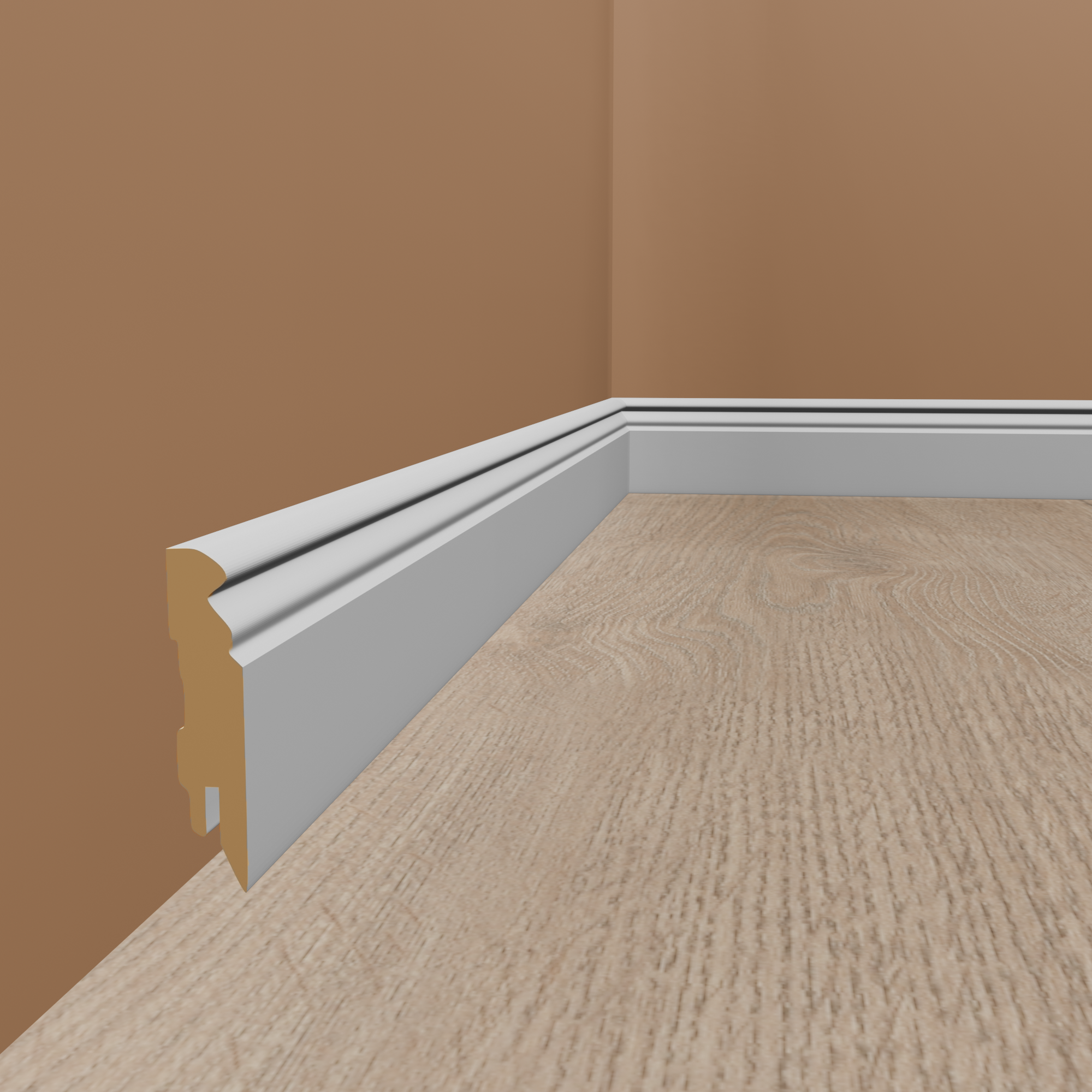 Rodapié PROVISTON blanco 16 x 58 x 2500 mm, MDF laminado, perfil Hamburgo