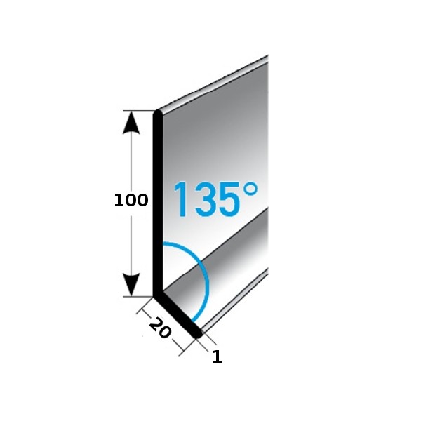 Rodapié metálico Auer, 100 mm de alto, ángulo de 135°, rodapié de aluminio, impermeable, moderno