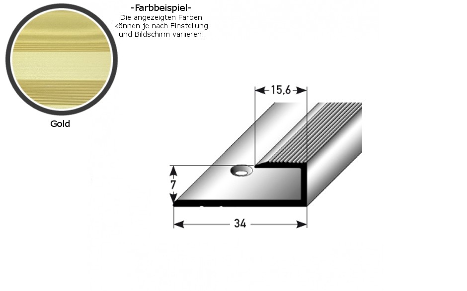 Perfiles de canto y acabado PROVISTON Waterford B, altura de canto 34 mm, aluminio anodizado, aluminio anodizado.