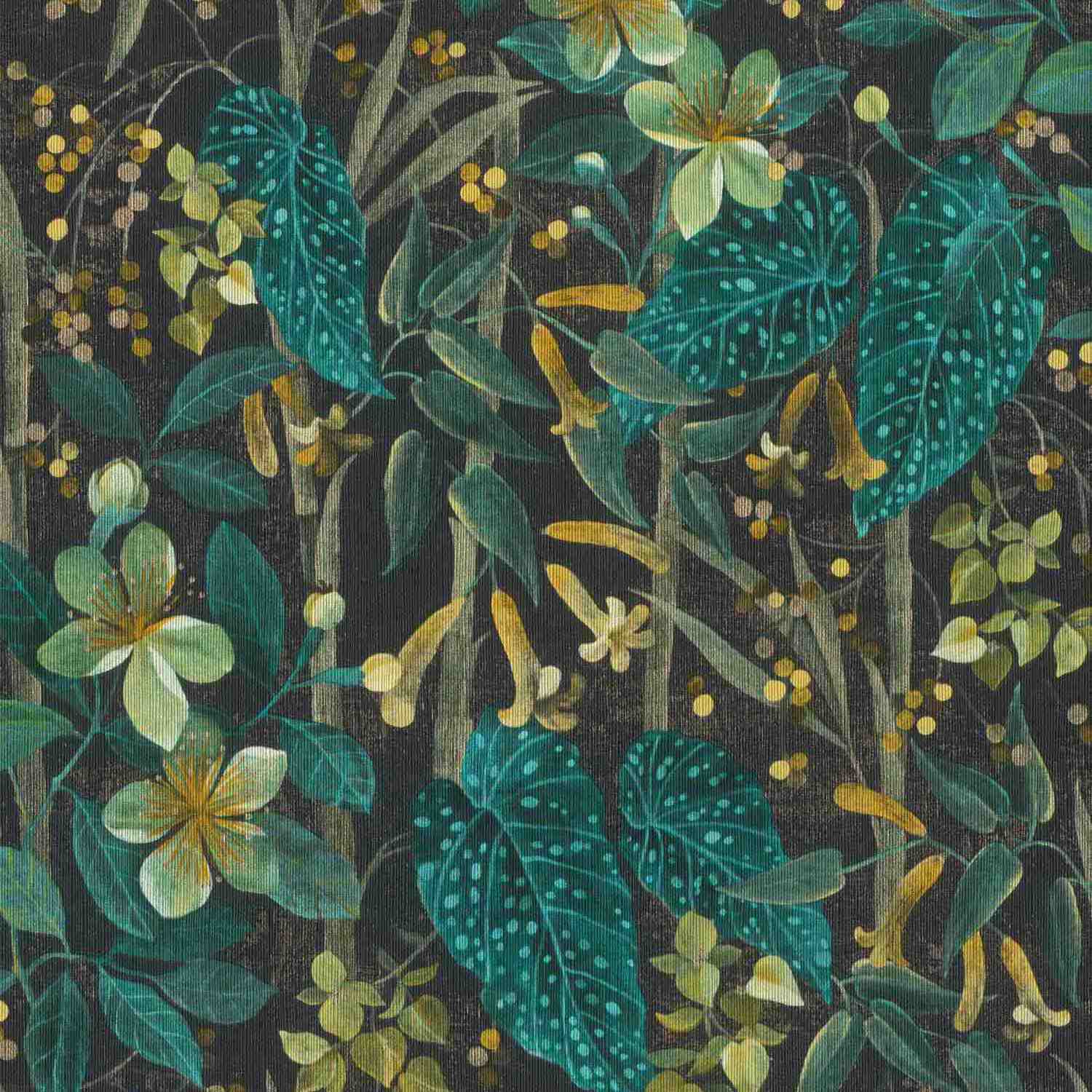 Rasch Curiosity 538243 Papel pintado no tejido Botánico 0,53 x 10,05 m Azul Amarillo Verde