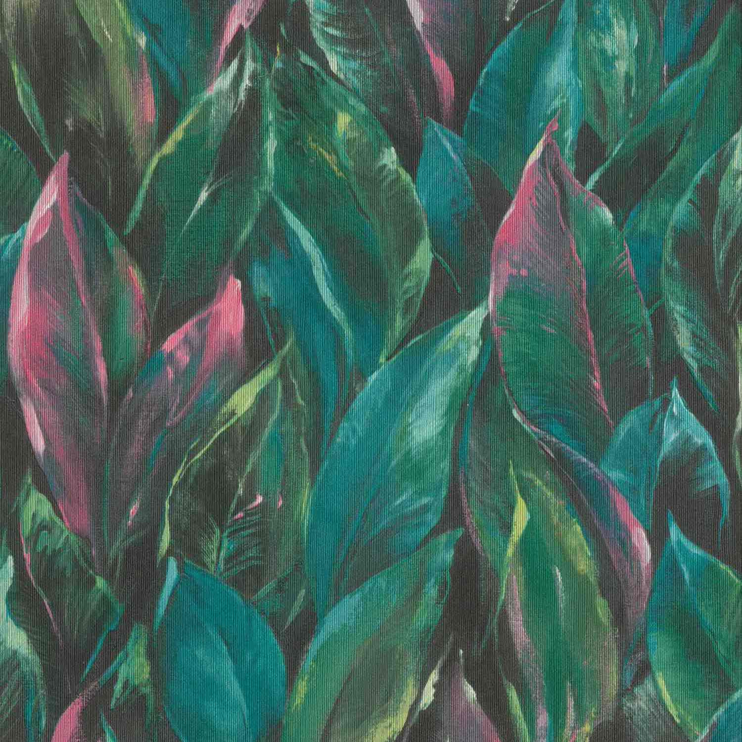 Rasch Curiosity 537352 Papel pintado no tejido Botánico 0,53 x 10,05 m Negro Rosa Verde