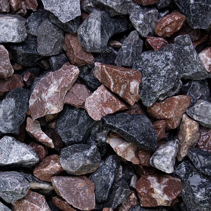 Grava decorativa «Mezcla alpina» 16 - 32 mm Grava premium Mezcla de piedra natural Gris Rojo Negro Blanco GSH