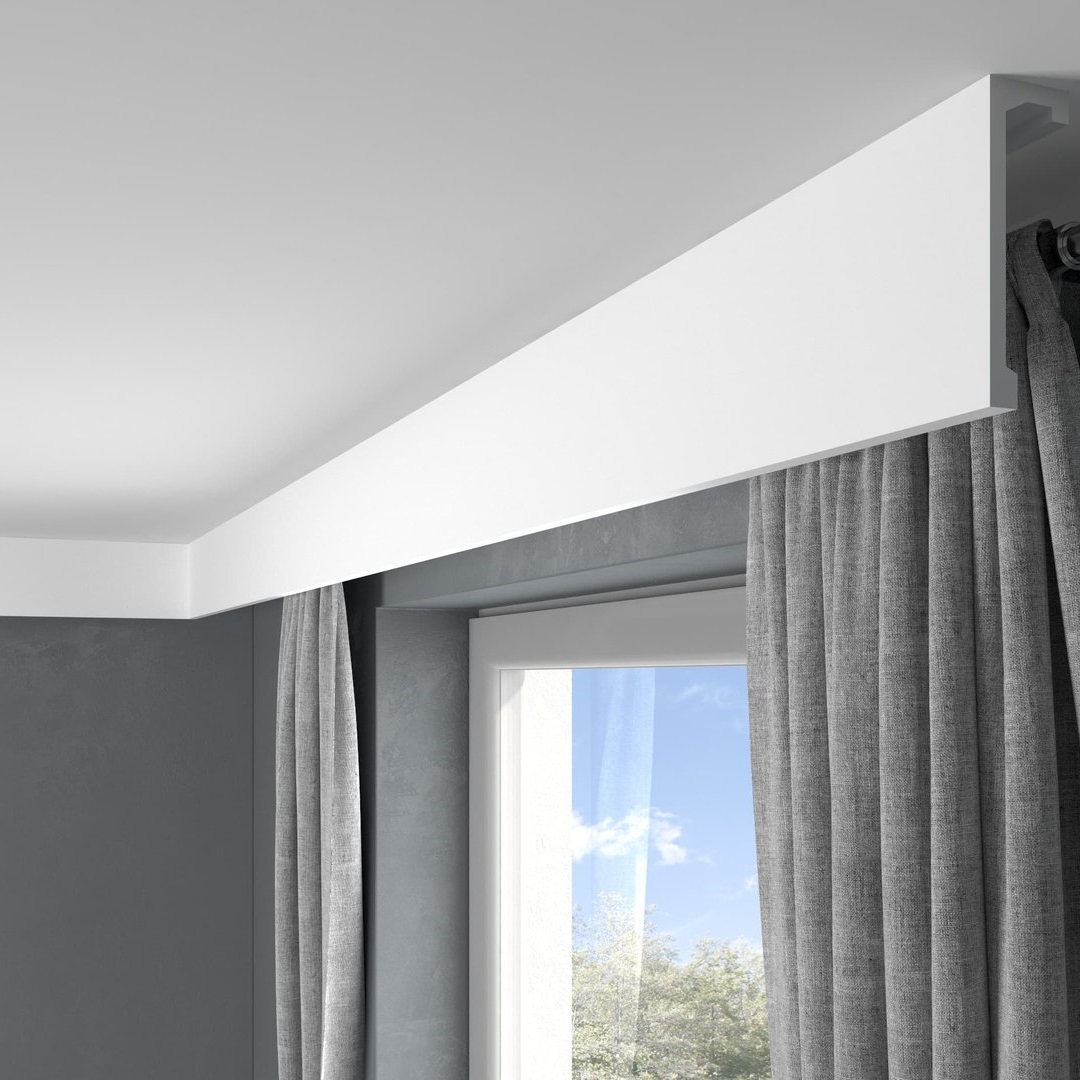 PROVISTON Barra de cortina "RM036T" 46 x 148 x 2000 mm Blanca Cornisa Tira de luz Moderna