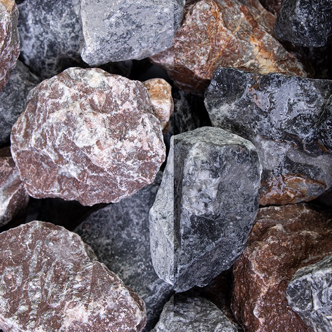 Grava decorativa Alpine Mix SS de 32 a 60 mm, mezcla de gravilla y piedra gris, negra, blanca y roja para decoración de jardín GSH
