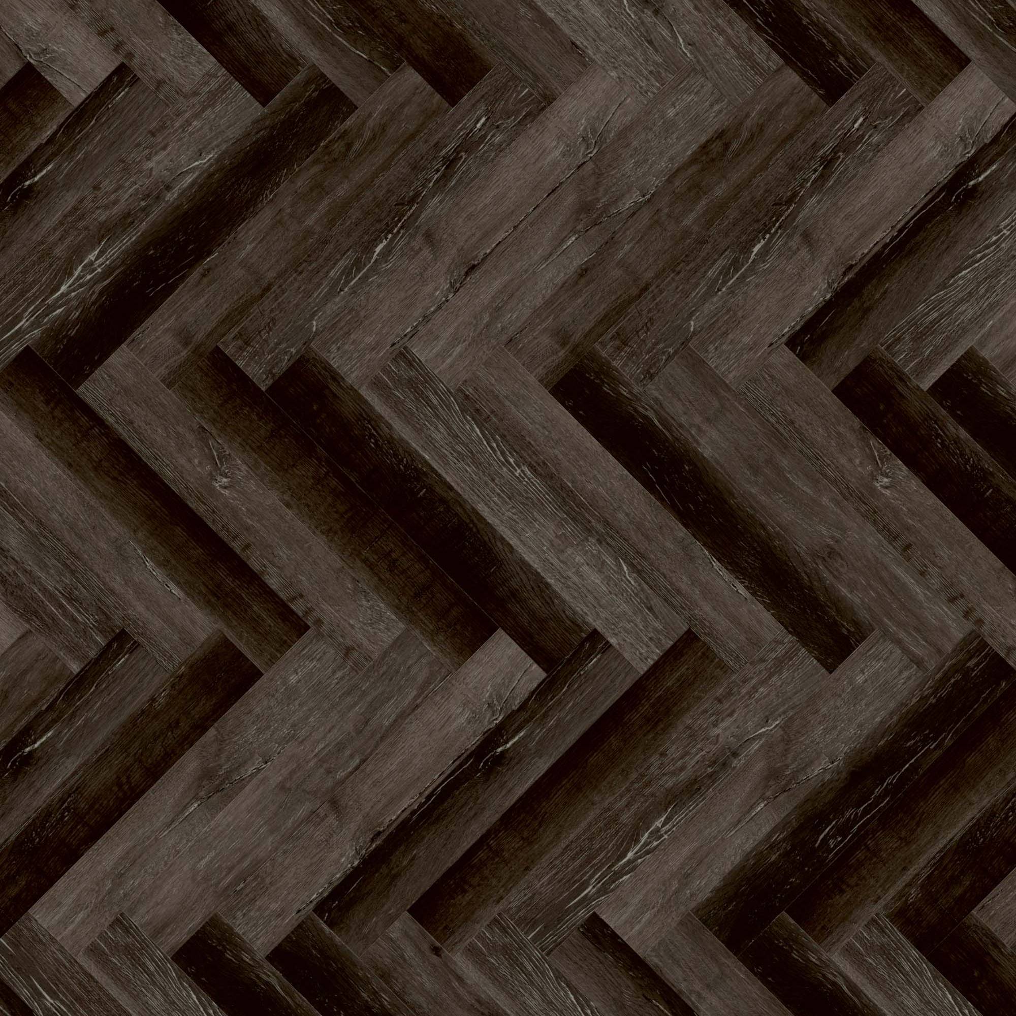 Suelo vinílico 24H3 8153H con diseño de espiga, 609,6 x 101,6 x 5,5 mm, clic, imitación madera, negro NKL31