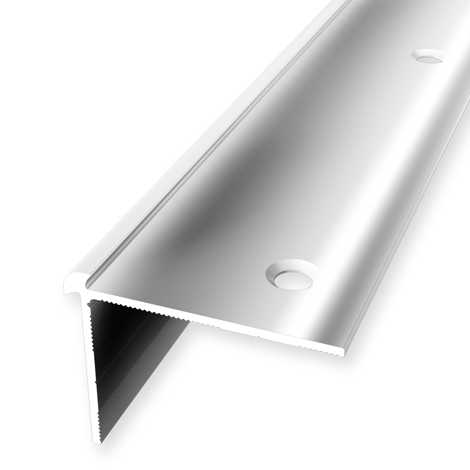 Perfil de borde de escalera de aluminio de 29 x 39 mm, perfil angular liso avellanado y perforado Küberit