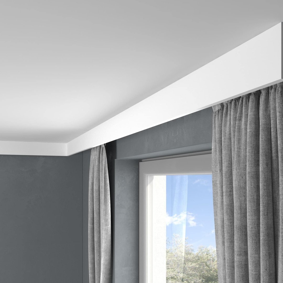 PROVISTON Barra de cortina "RM026T" 41 x 100 x 2000 mm Blanca Cornisa Tira de luz Moderna