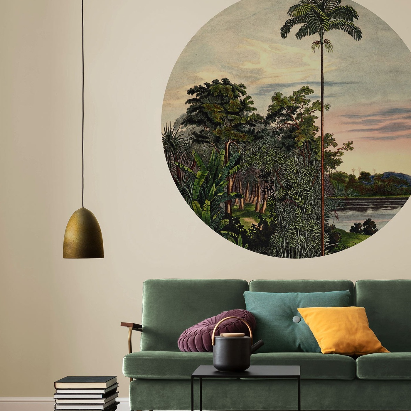Papel pintado fotográfico Komar Disney Dot Vintage Landscape 125 x 125 cm Adhesivo de pared no tejido Autoadhesivo Bahamas