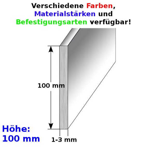 Rodapié metálico Auer, 100 mm de alto, rodapié de aluminio, impermeable, moderno