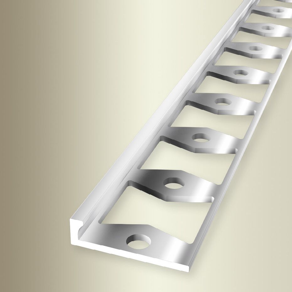 Perfiles de canto y acabado Küberit, altura 4,5 mm, ancho 21 mm, longitud 2500 mm, altura del canto 3 mm, aluminio anodizado