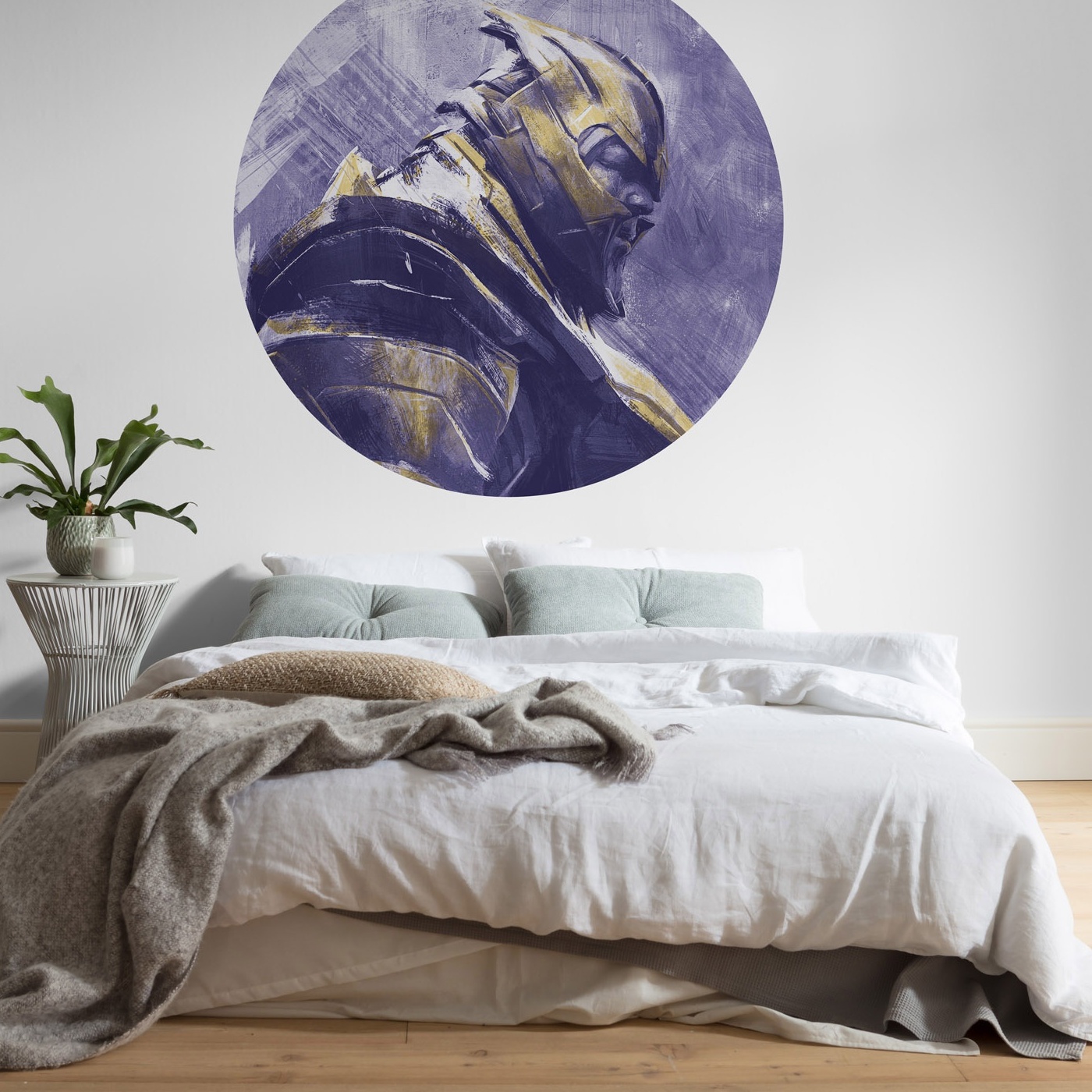 Papel pintado fotográfico Komar Marvel Avengers con Thanos, 125 x 125 cm. Adhesivo de pared autoadhesivo de titanio no tejido.