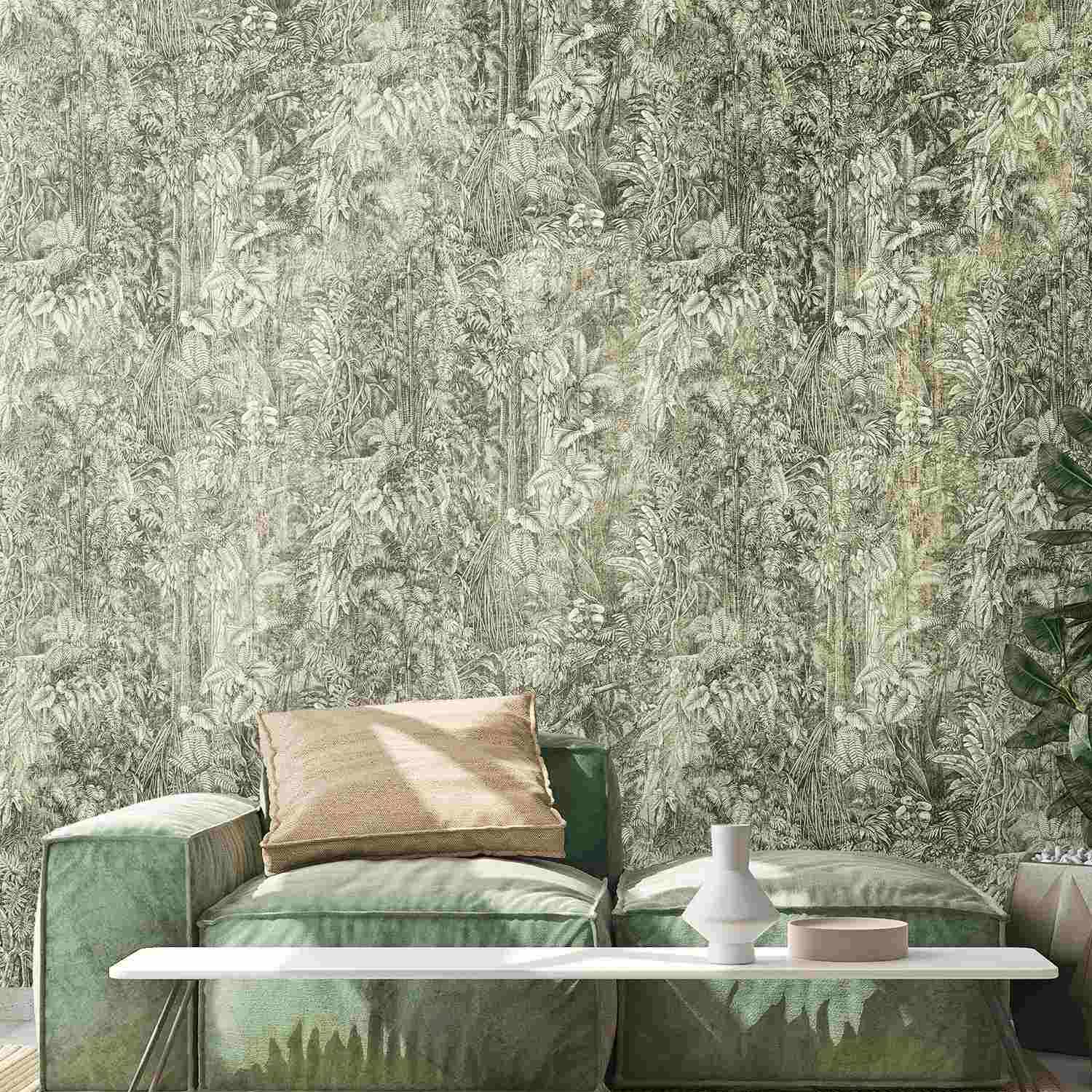 Papel pintado fotográfico A.S. Creation The Wall II 393131 Un motivo por rollo Verde vintage