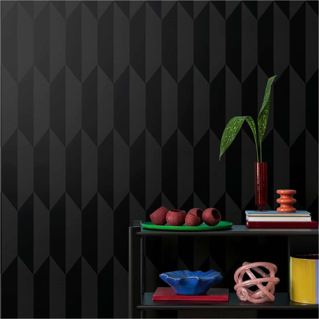 Papel pintado no tejido 790868 negro geométrico 3D CosmoLiving de Cosmopolitan A.S. Creation