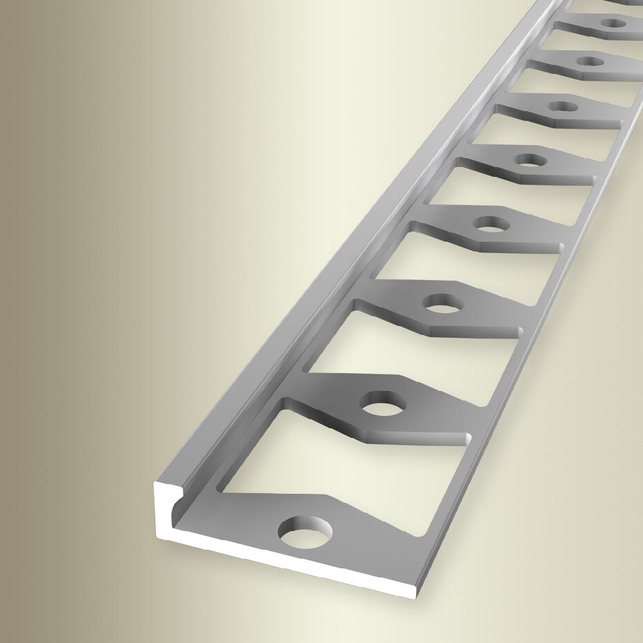 Perfiles de canto y acabado Küberit, altura 3,5 mm, ancho 21 mm, longitud 2500 mm, altura del canto 2 mm, aluminio anodizado