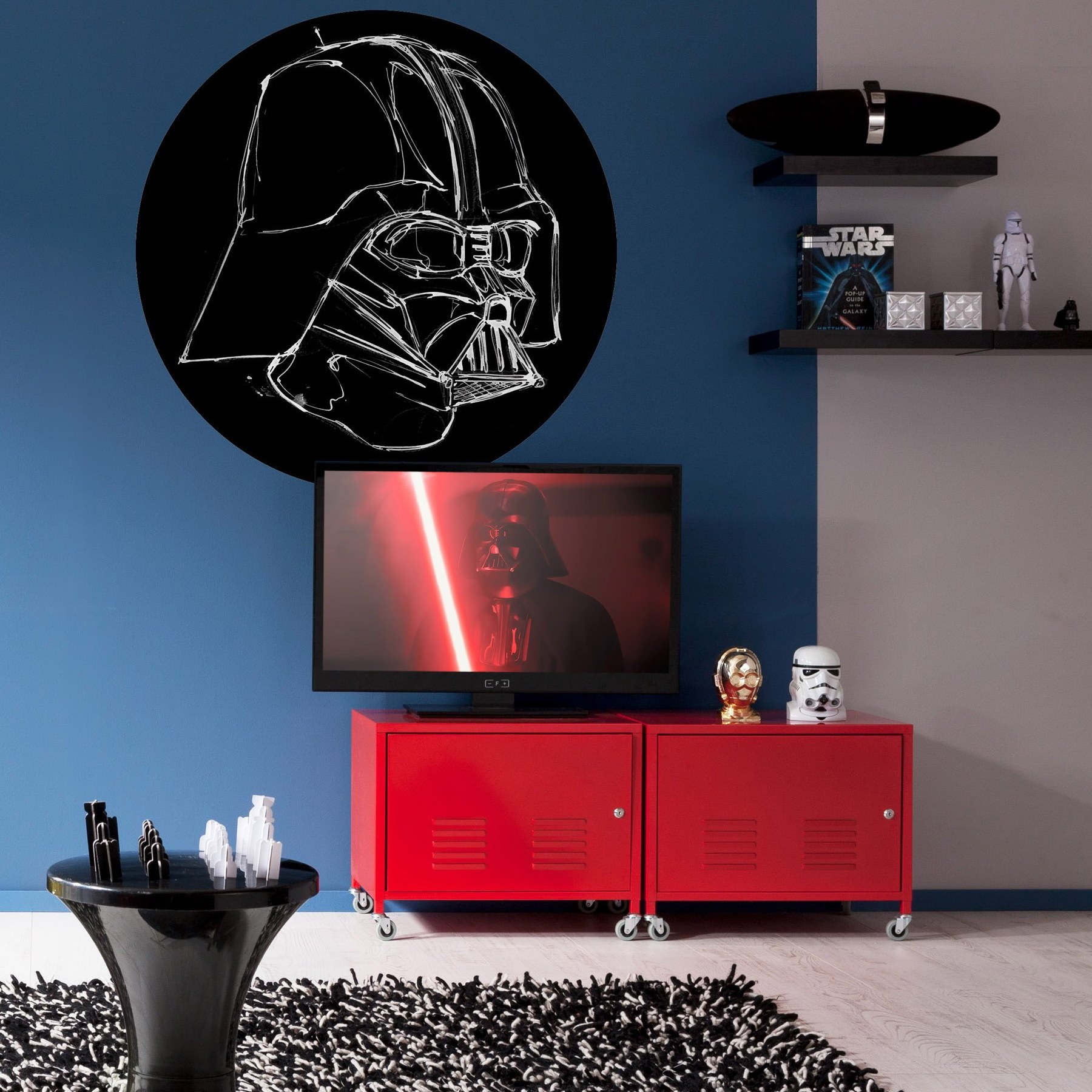 Papel pintado fotográfico Komar Star Wars Dot Ink Vader 125 x 125 cm Vinilo adhesivo de pared no tejido Darth Vader