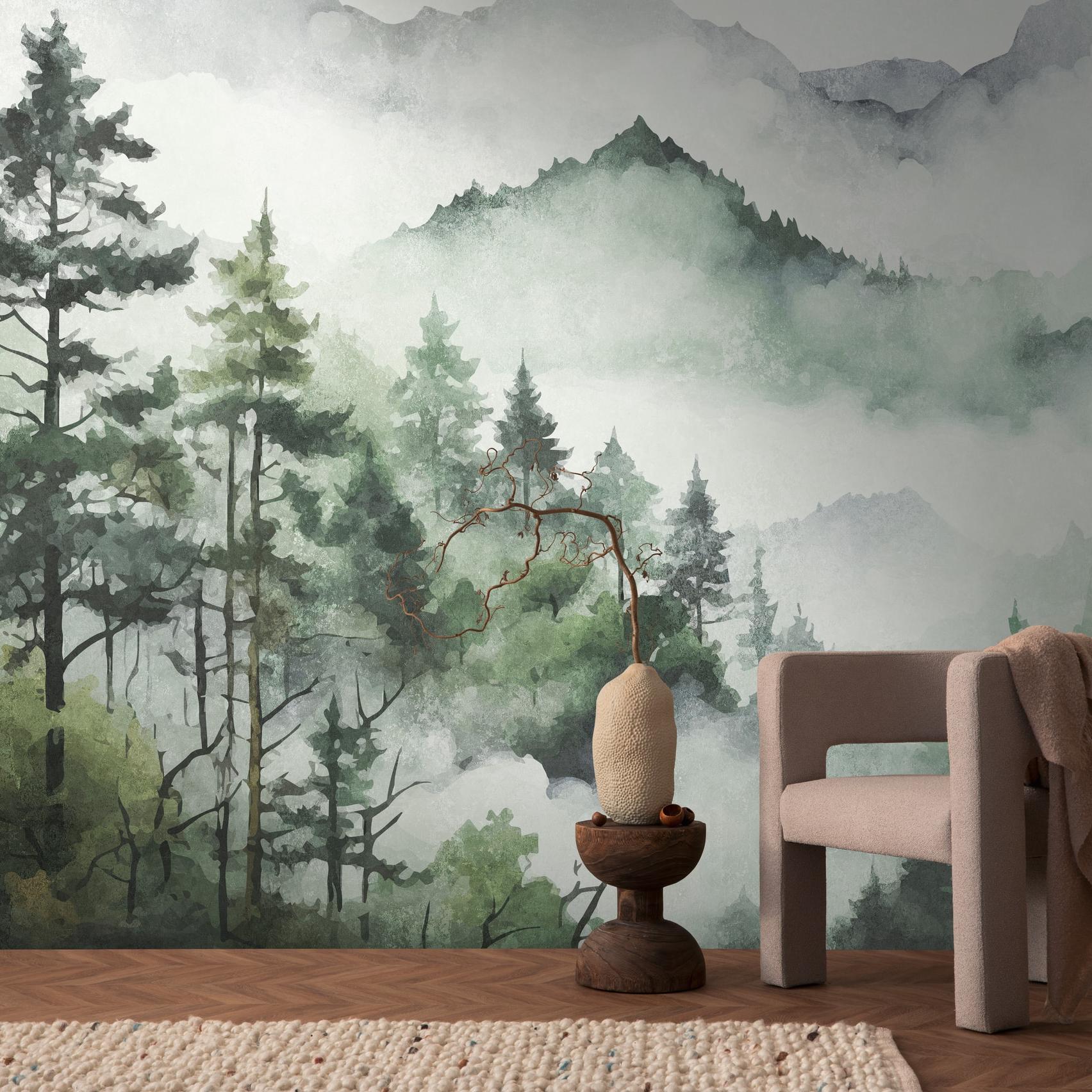 Papel pintado fotográfico A.S. Creation The Wall III 398991 Un motivo por rollo Naturaleza Paisaje Verde Blanco