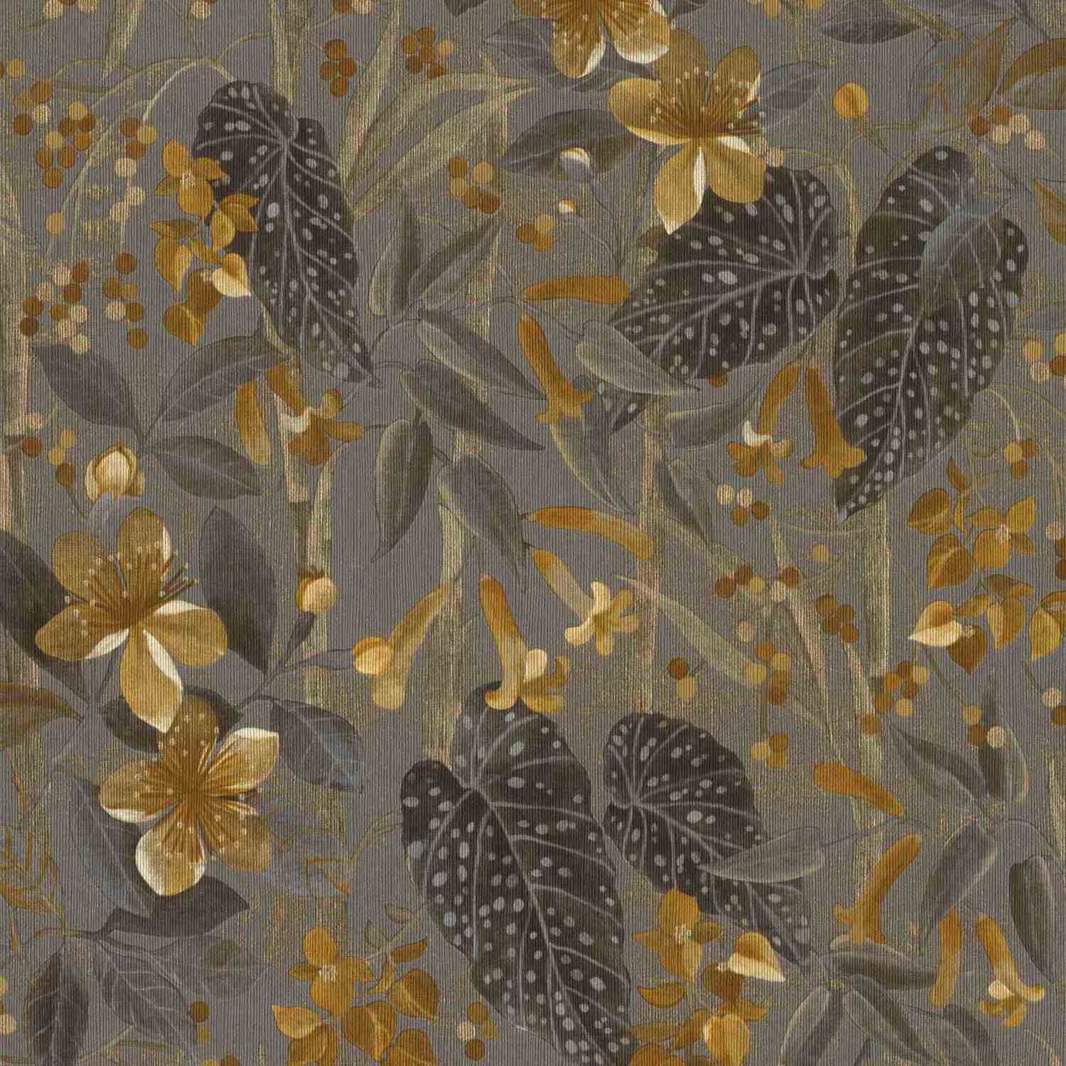 Rasch Curiosity 538229 Papel pintado no tejido Botánico 0,53 x 10,05 m Gris Crema Marrón