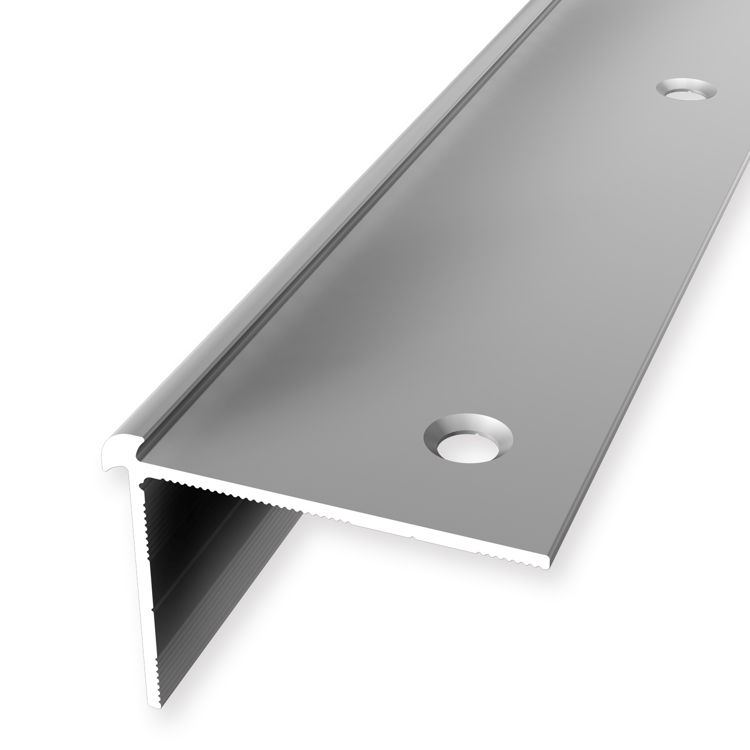 Perfil de borde de escalera de aluminio de 29 x 39 mm, perfil angular liso avellanado y perforado Küberit