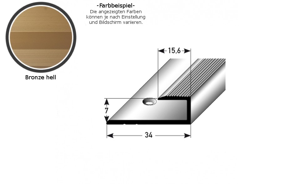 Perfiles de canto y acabado PROVISTON Waterford B, altura de canto 34 mm, aluminio anodizado, aluminio anodizado.
