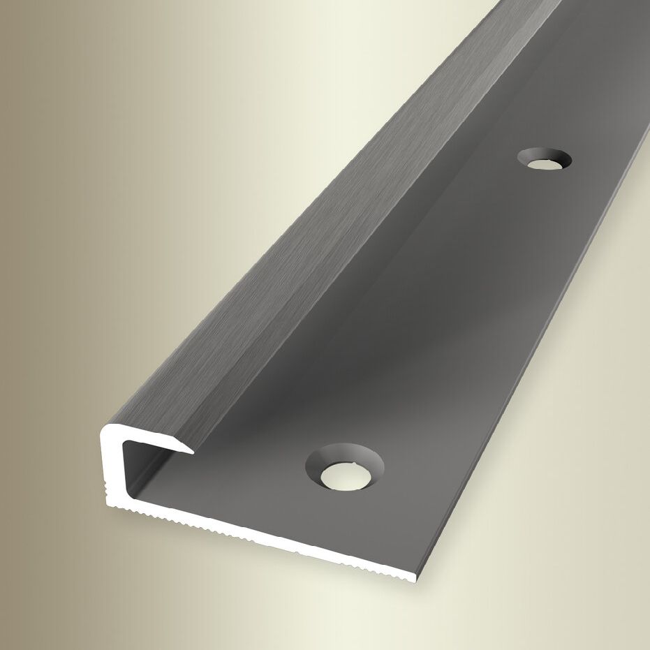 Perfiles de canto y acabado Küberit, 10 mm de alto, 30 mm de ancho, 2500 mm de largo, altura del canto: 7 mm, aluminio anodizado