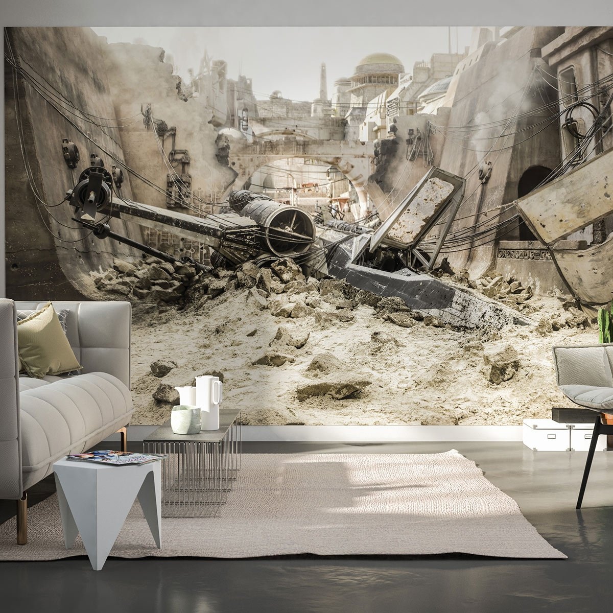 Papel pintado fotográfico Komar Star Wars X-Wing 250 x 400 cm, tejido no tejido, batalla de cazas, nave espacial Jedha, ataque rebelde