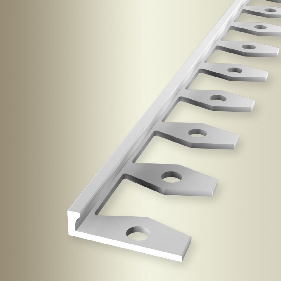 Perfiles de canto y acabado Küberit, altura 4,5 mm, ancho 21 mm, longitud 2500 mm, altura del canto 3 mm, aluminio anodizado