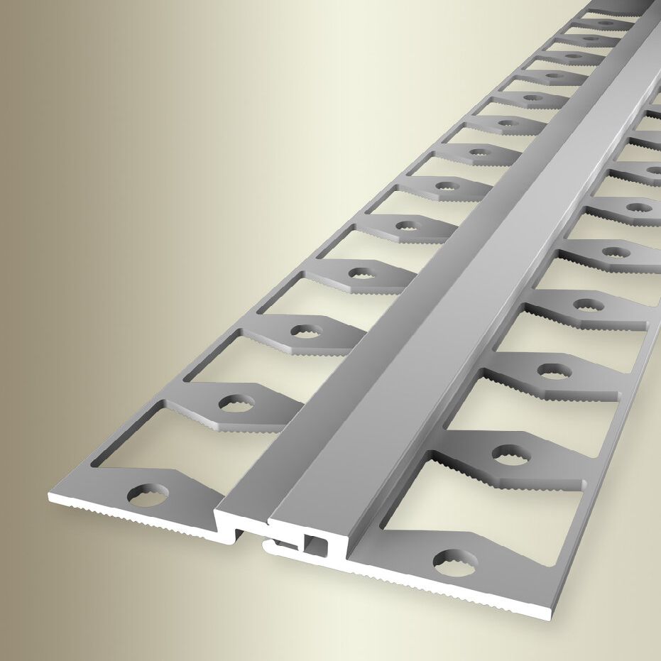 Junta de dilatación y perfiles para azulejos Küberit, 53 mm de ancho, 2700 mm de largo, 3 mm de altura de borde, aluminio anodizado
