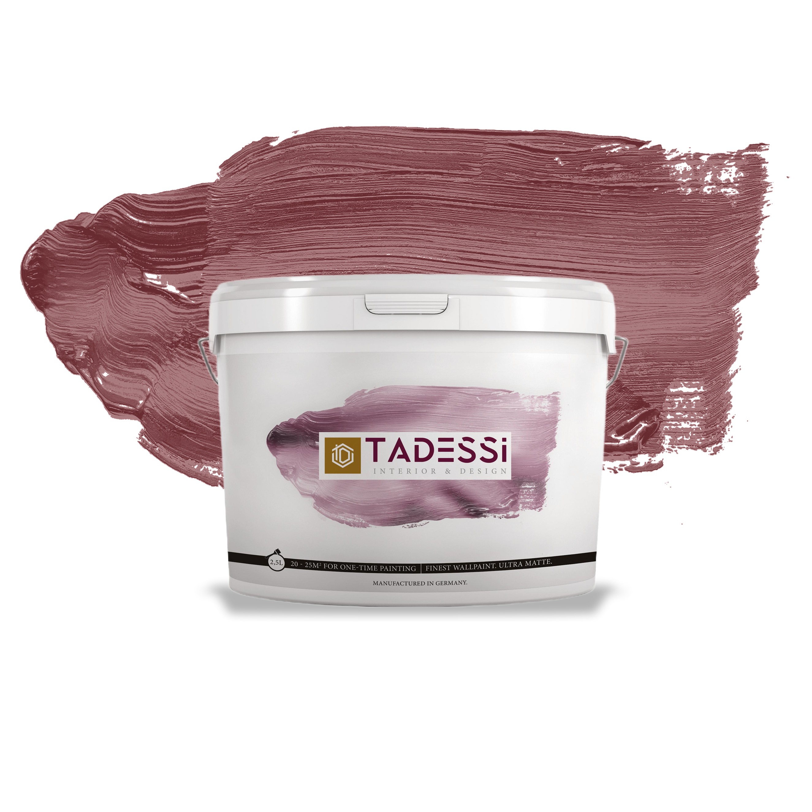 TADESSI Color Vista - Pintura de pared roja - Rojo cereza burdeos - Pintura mate de alta calidad para interiores