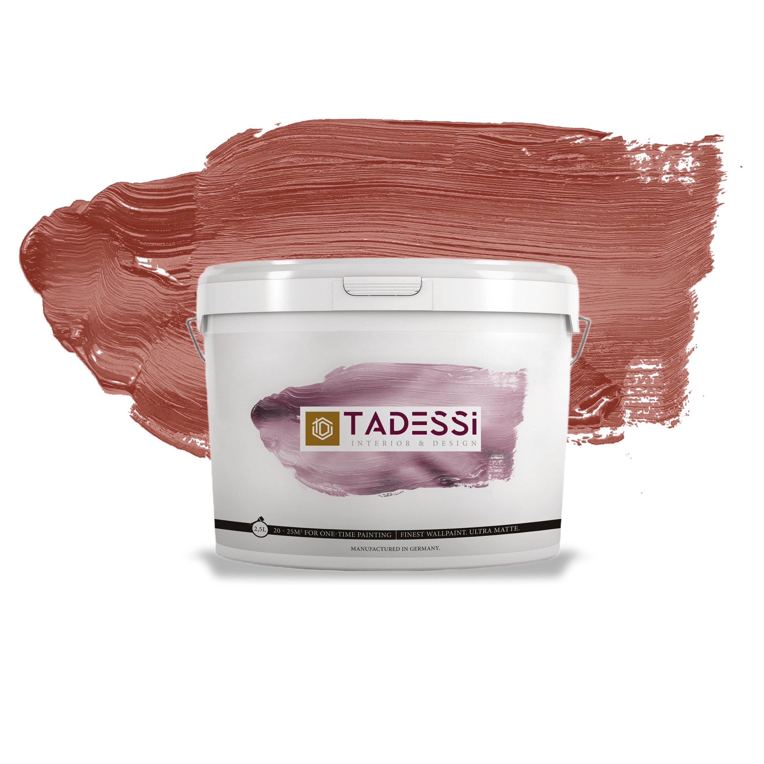 TADESSI Color Vista - Pintura de pared roja - Rojo cereza Siena - Pintura interior mate - Dispersión de alta calidad