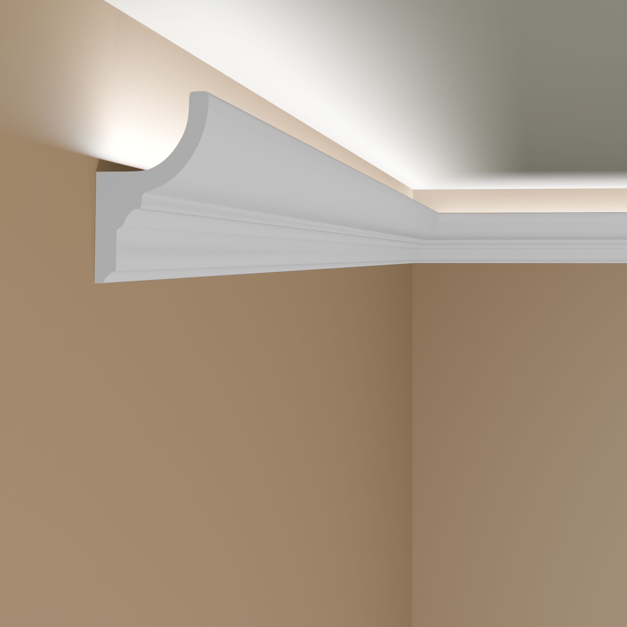 Cornisa de luz PROVISTON de plástico blanco 42 x 70 x 2000 mm Tira de luz moderna para techo