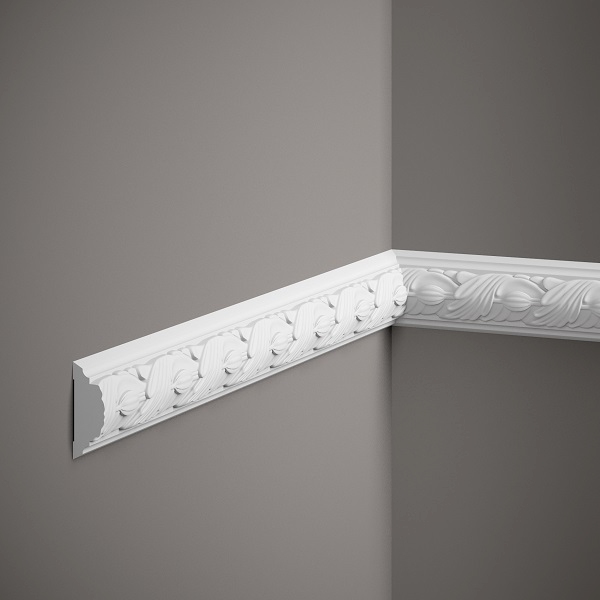 Moldura mural Mardom MDC258 Profoam 20 x 54 x 2000 mm Moldura decorativa blanca Art Nouveau