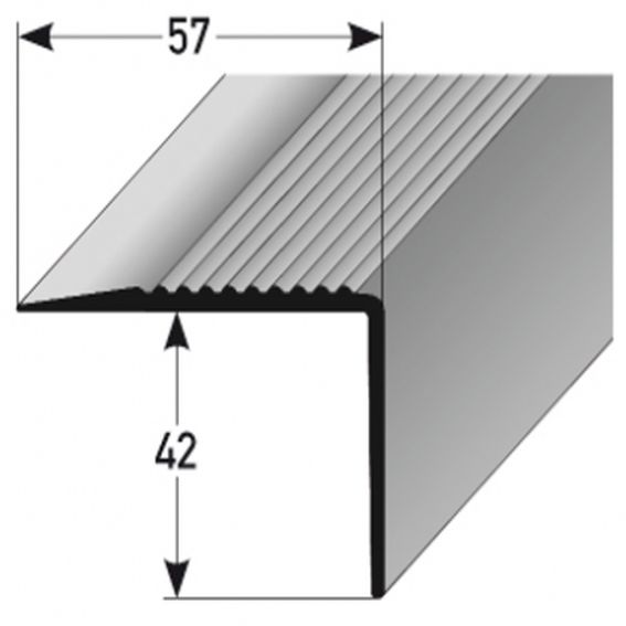 Perfiles de canto y ángulo para escaleras Auer Veiros, altura 42 mm, ancho 57 mm, longitud 2500 mm, PVC blando