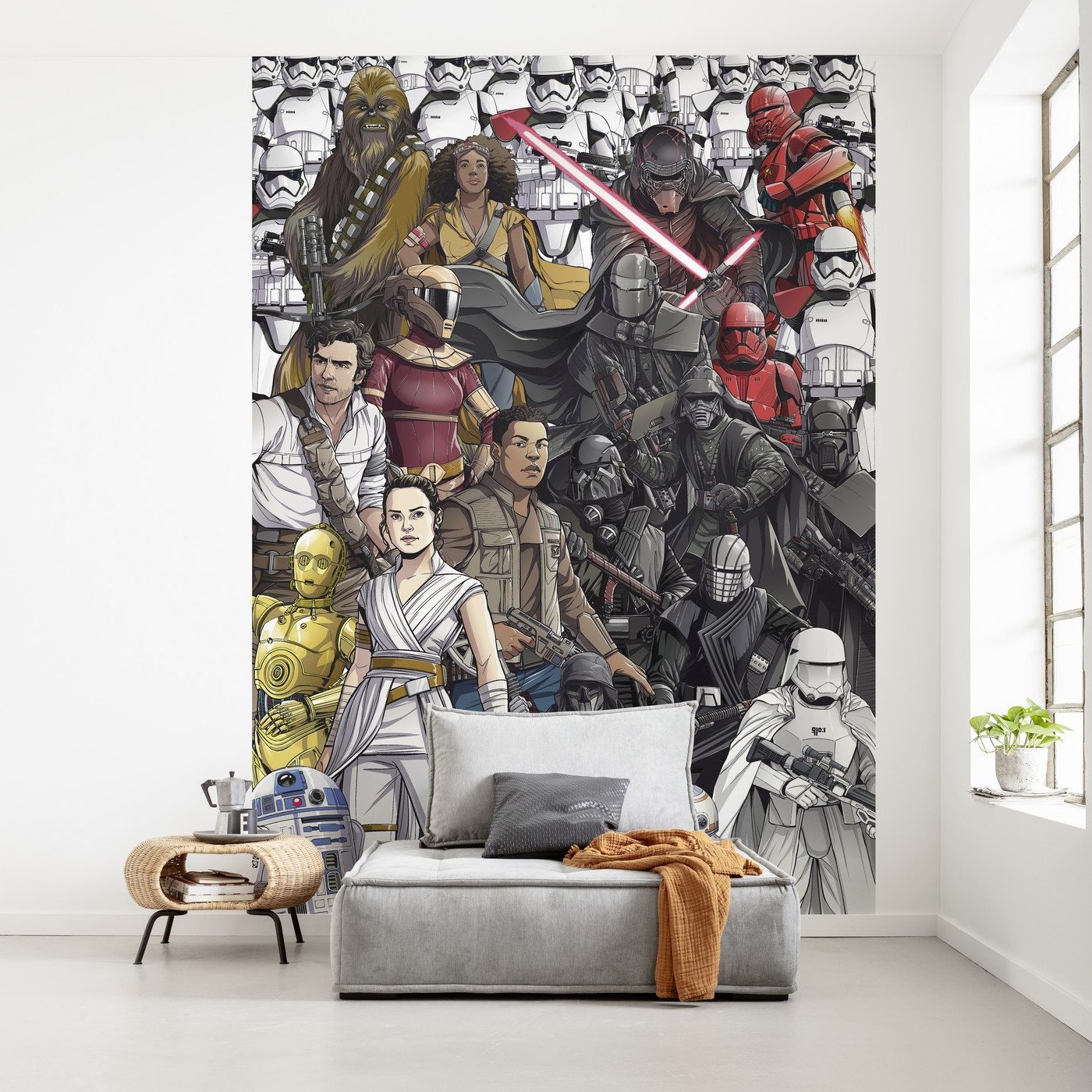Papel pintado fotográfico Komar Star Wars Retro Cartoon 280 x 200 cm Tejido no tejido El ascenso de Skywalker Arte retro