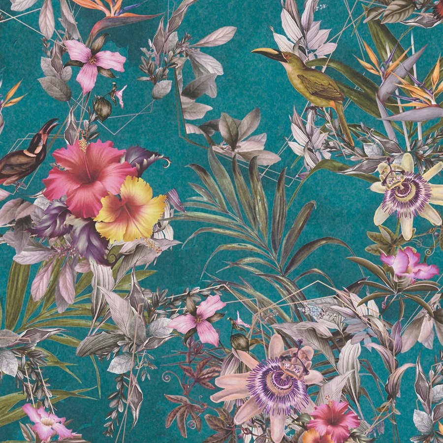 A.S. Creation Dream Flowery 381783 Papel pintado no tejido Diseño floral 0,53 x 10,05 m Azul Rosa