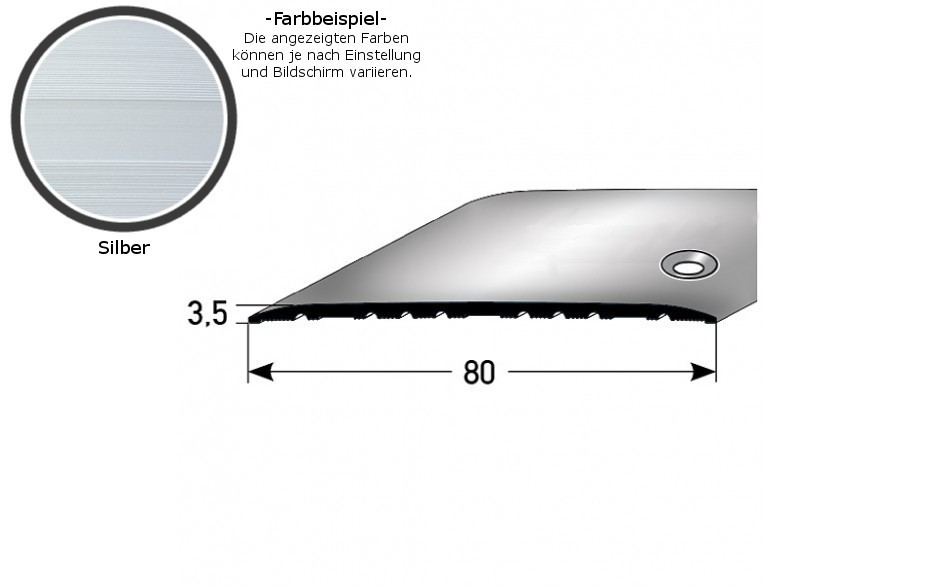 Perfil de transición PROVISTON, altura 3,5 mm, ancho 80 mm, tira de transición, aluminio