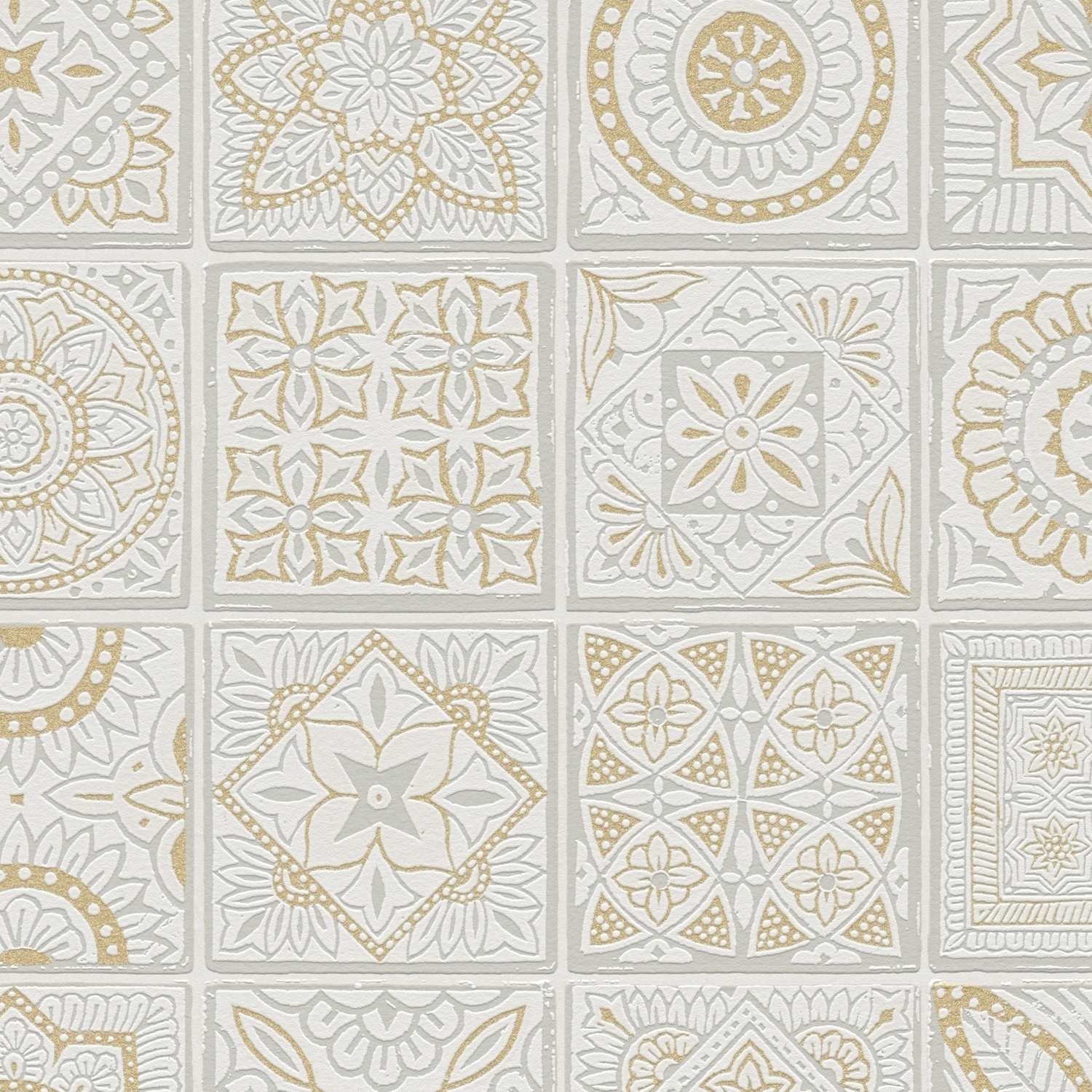 A.S. Creation Terra 389211 Papel pintado no tejido Imitación azulejo 10,05 x 0,53 m Dorado