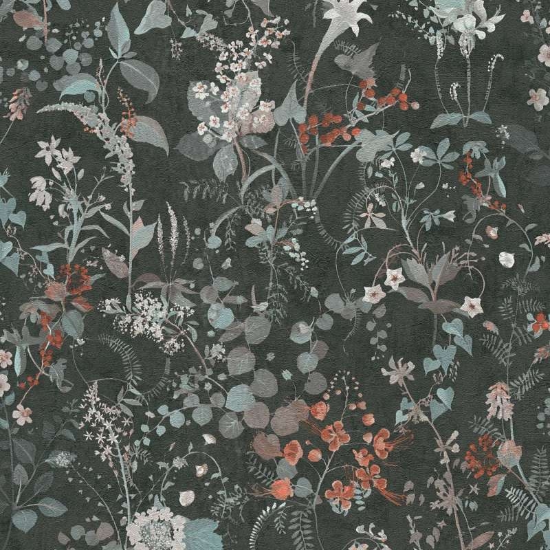 A.S. Creation The BOS 388254 Papel pintado no tejido Diseño floral 0,53 x 10,05 m Negro