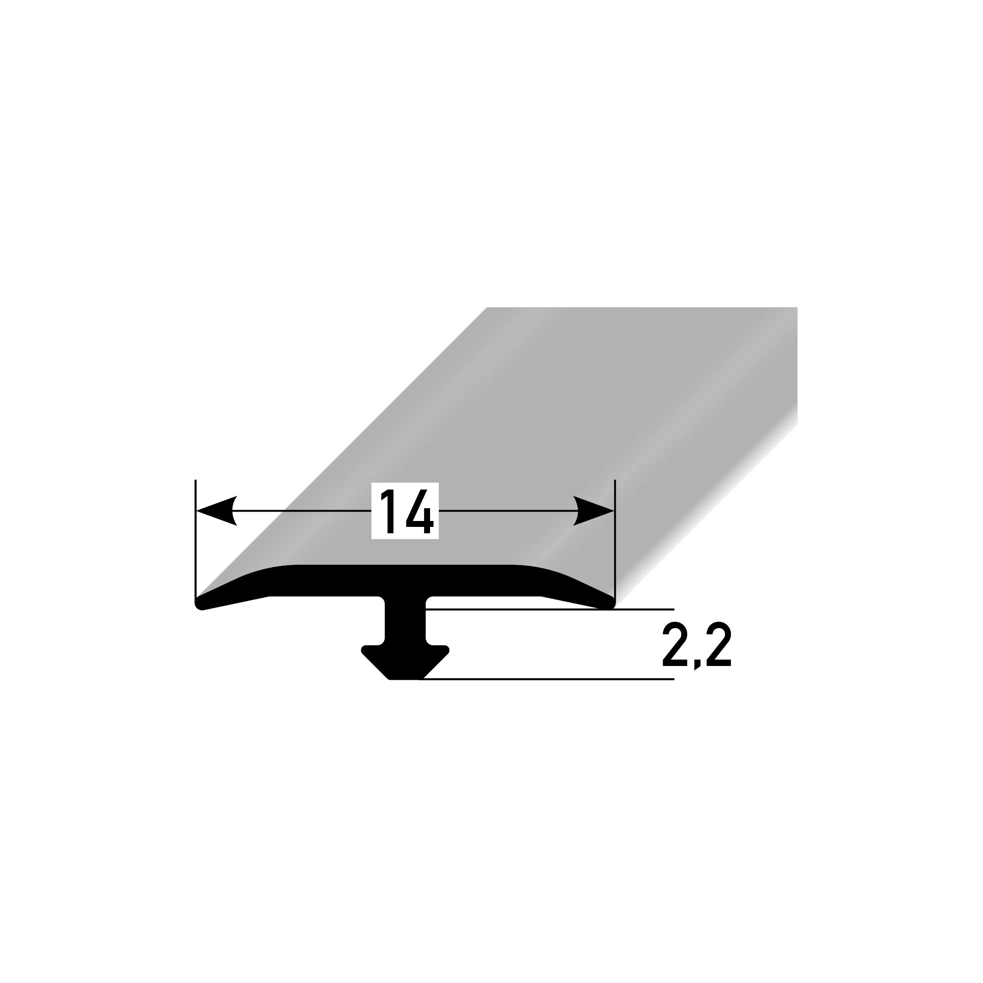 Perfiles de construcción y montaje PROVISTON 4 x 14 x 2700 mm Perfil en T de aluminio sin perforar