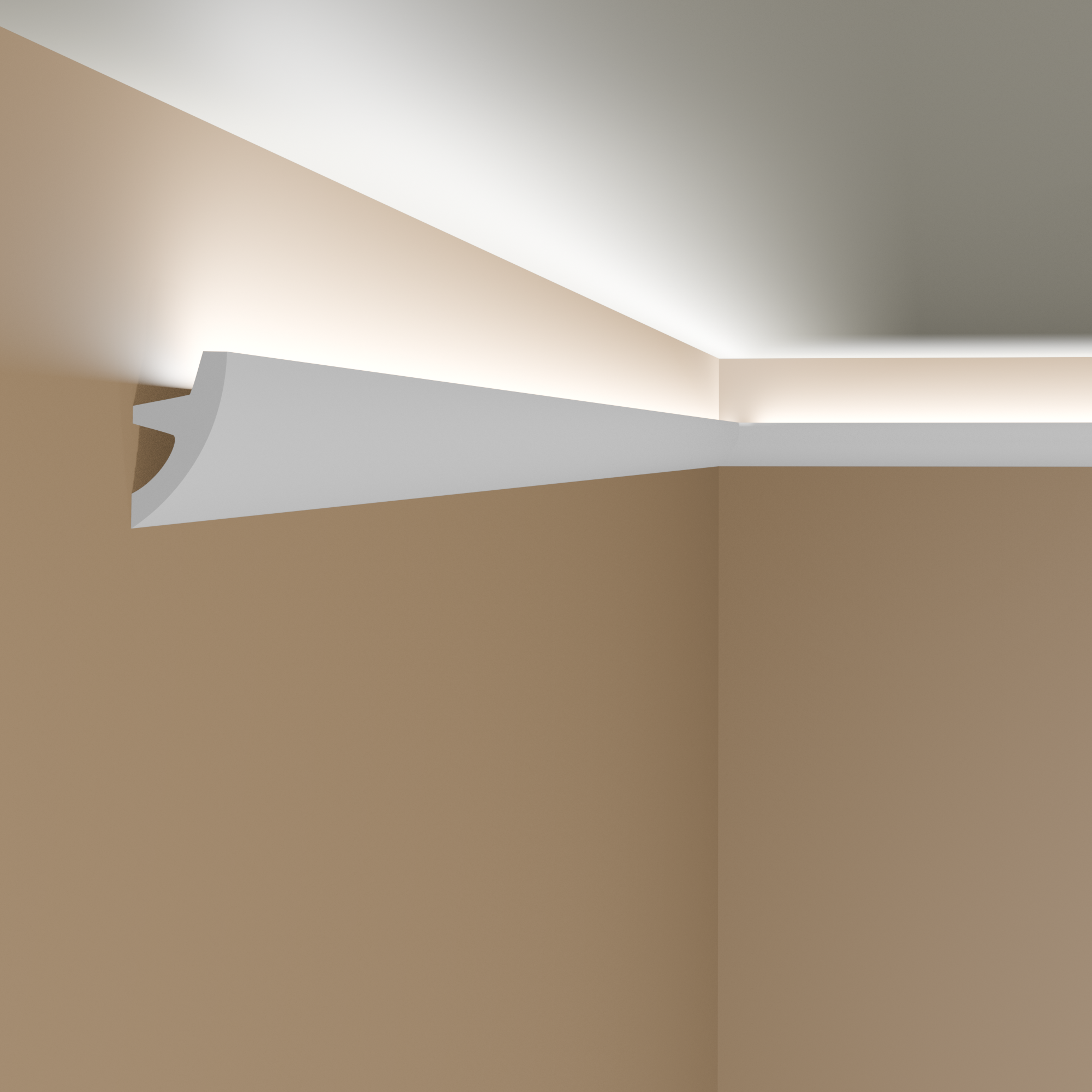 Cornisa de luz PROVISTON de plástico blanco 36,6 x 70 x 2000 mm Tira de luz moderna para techo