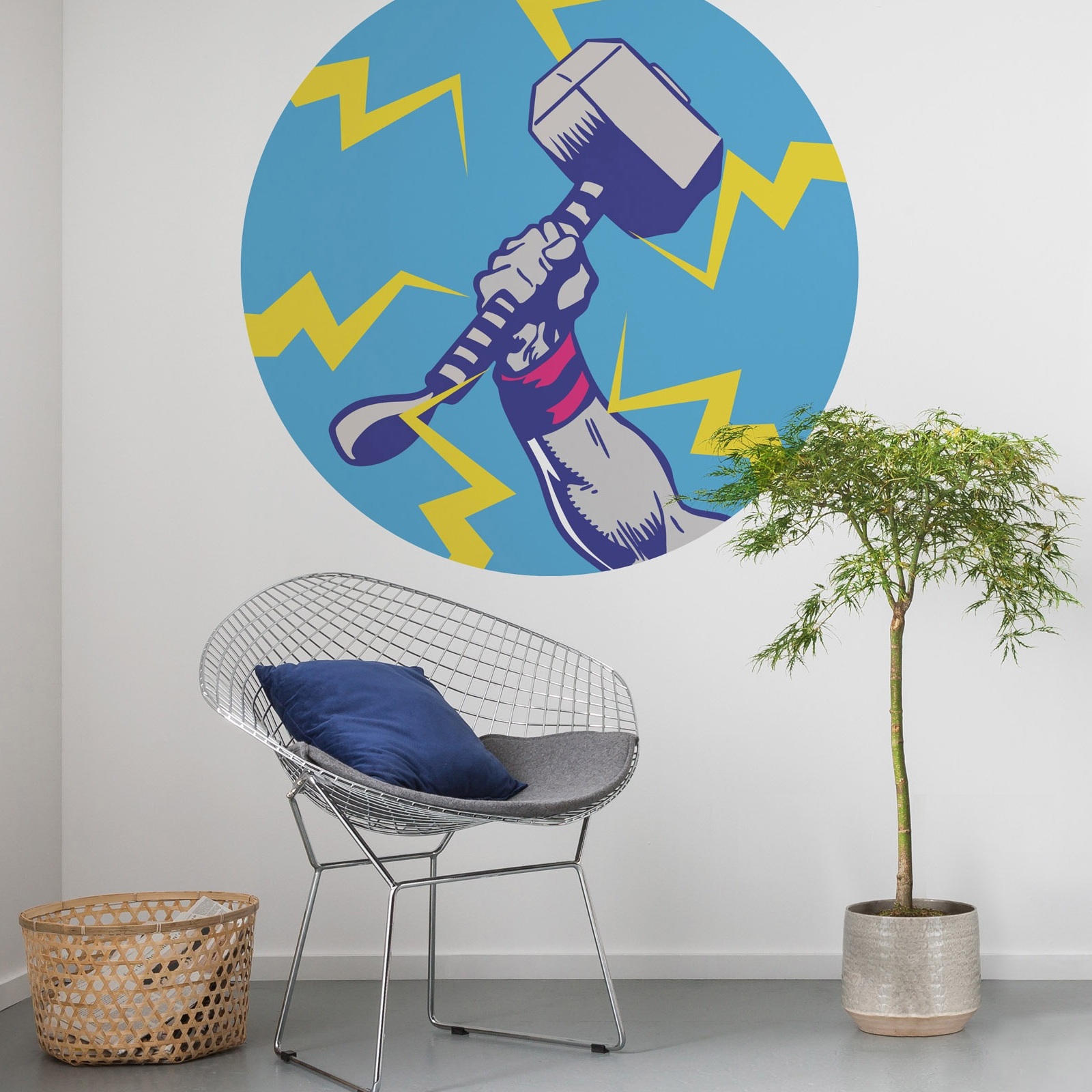 Papel pintado fotográfico Komar Marvel Vengadores Martillo de Thor Pop Art 125 x 125 cm Tejido no tejido Autoadhesivo Mjölnir