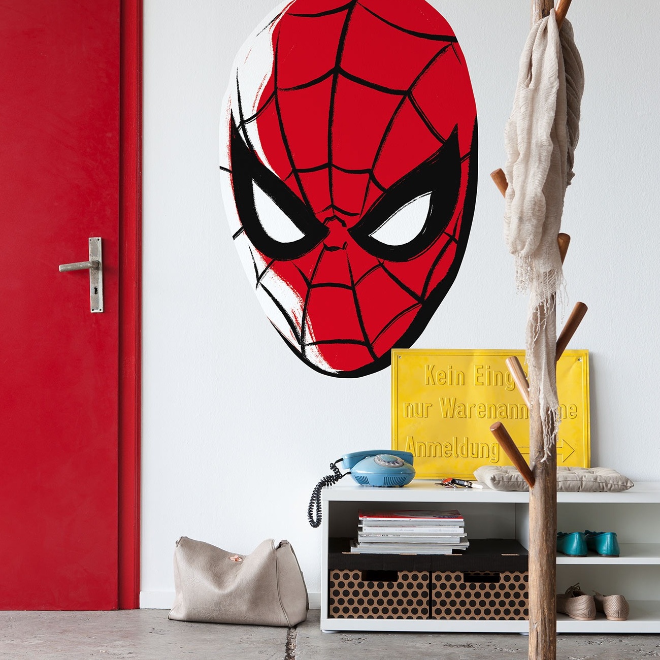 Papel pintado fotográfico Komar Marvel Spider-Man Headshot 125 x 125 cm, tejido no tejido, autoadhesivo, Vengadores, Araña