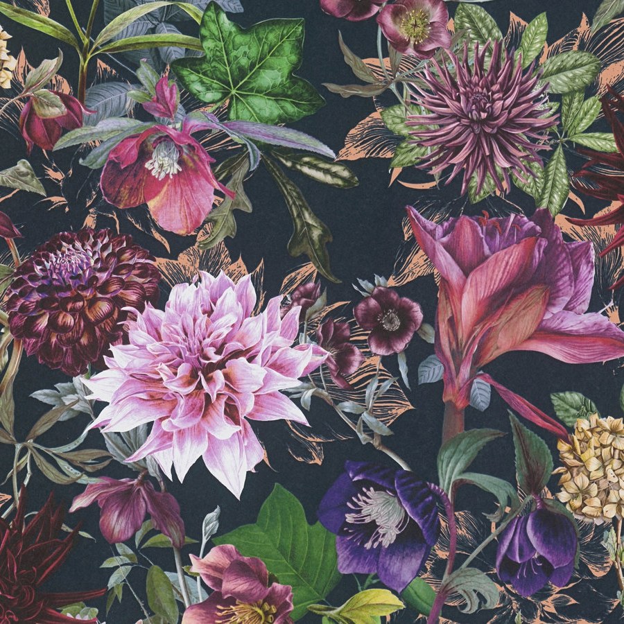 A.S. Creation Dream Flowery 381756 Papel pintado no tejido Diseño floral 0,53 x 10,05 m Negro Morado