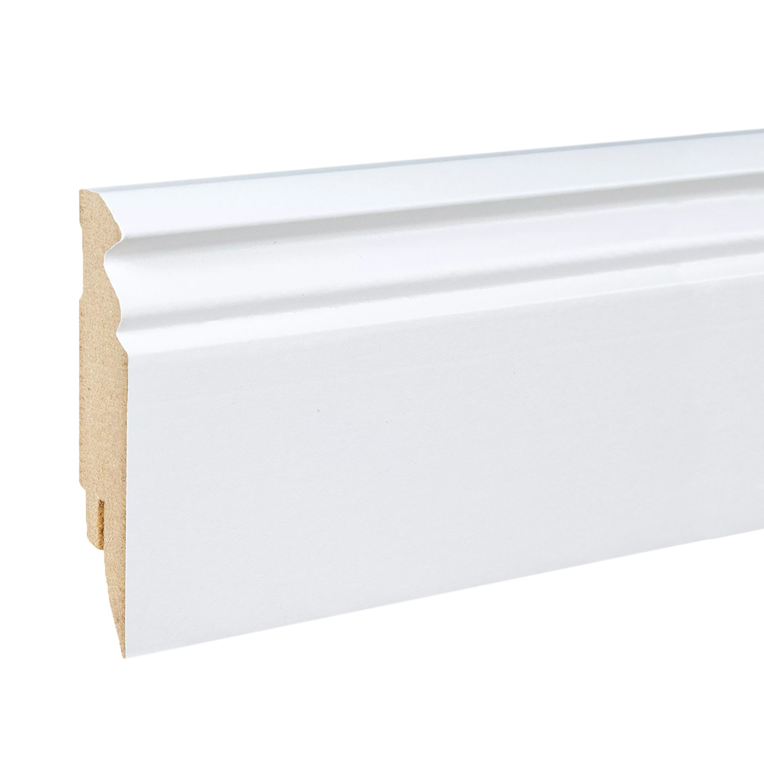 Rodapié Kosche Bergamo-3 MDF 72999 16 x 80 x 2500 mm Blanco Revestido con lámina Perfil Hamburgo