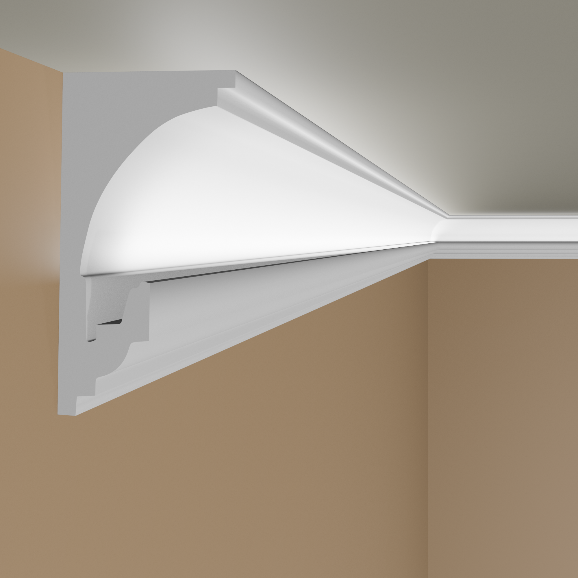 Moldura de cornisa de poliestireno PROVISTON Light Strip "LL1" 62 x 130 x 2000 mm Moldura de techo blanca