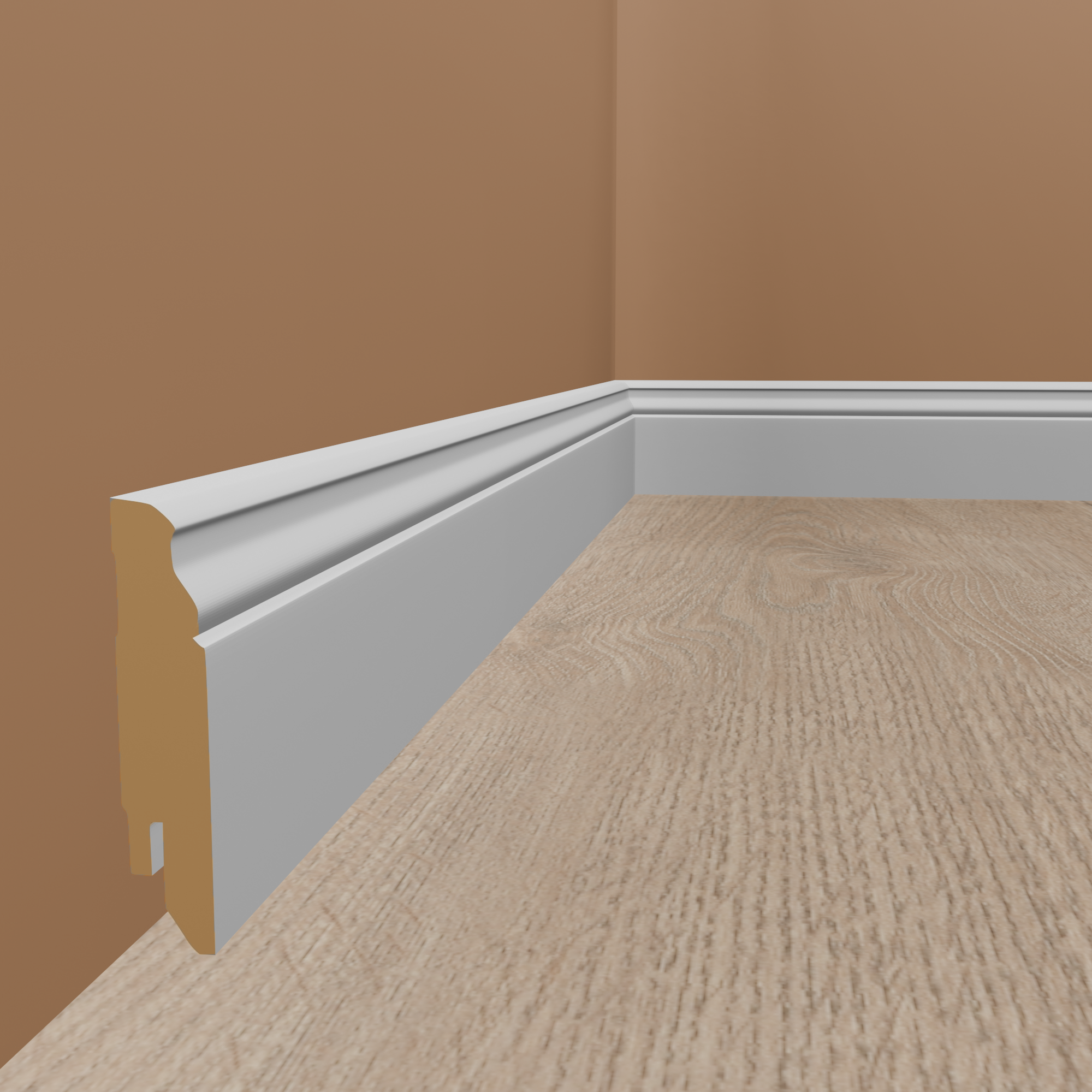 Rodapié perfil Berlín 16 x 80 x 2500 mm MDF laminado blanco perfil Hamburgo de PROVISTON